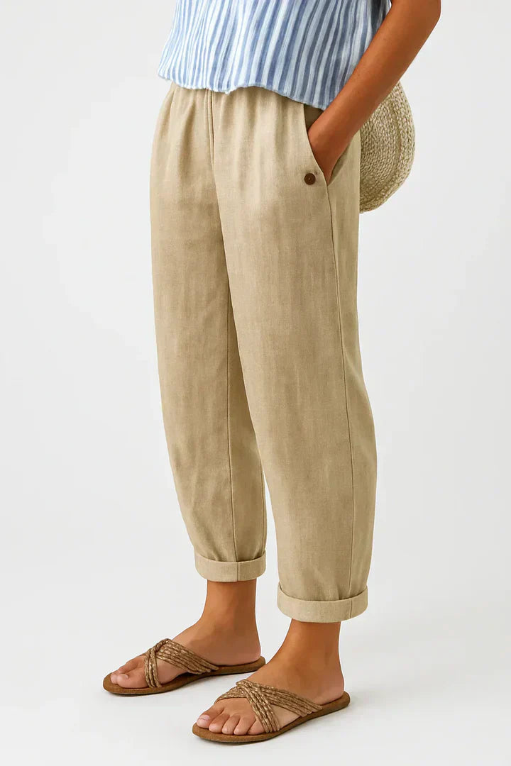 Women's relaxed fit ankle pants in a comfortable chino style, perfect for effortless casual wear.