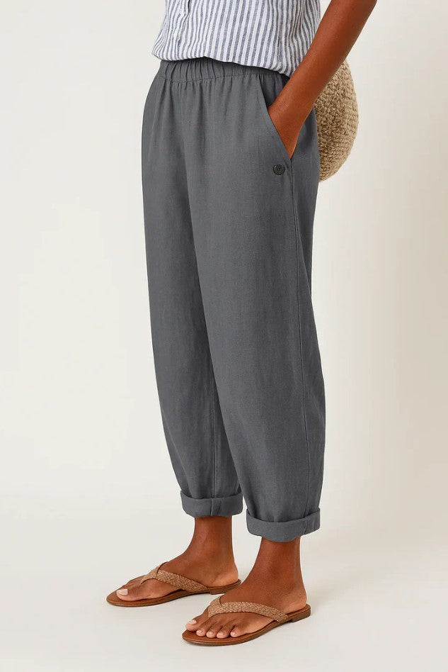 Soft, comfortable women's relaxed fit ankle pants, pull-on chino style for easy everyday fashion.
