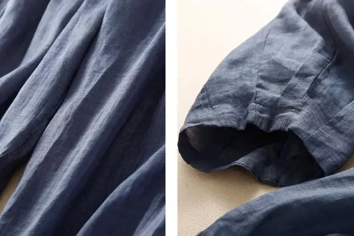 Soft linen trousers for women, featuring a relaxed tapered fit perfect for warm weather and casual outings.