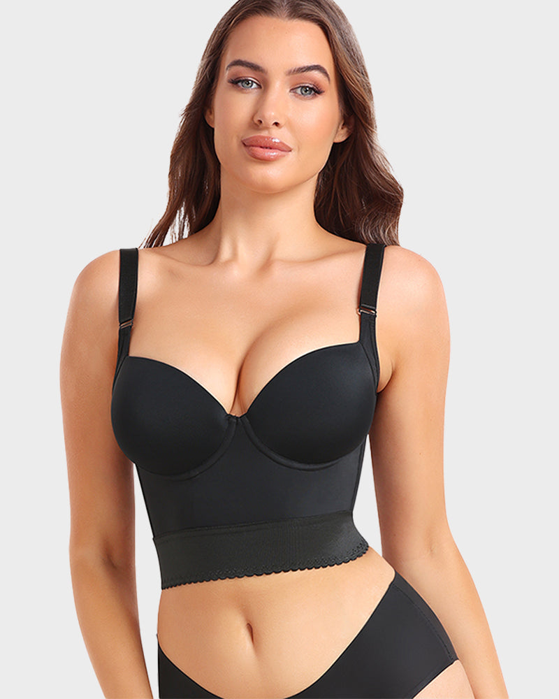 Women's sculpting longline push-up bra for ultimate body shaping & support. Comfortable seamless undergarment.
