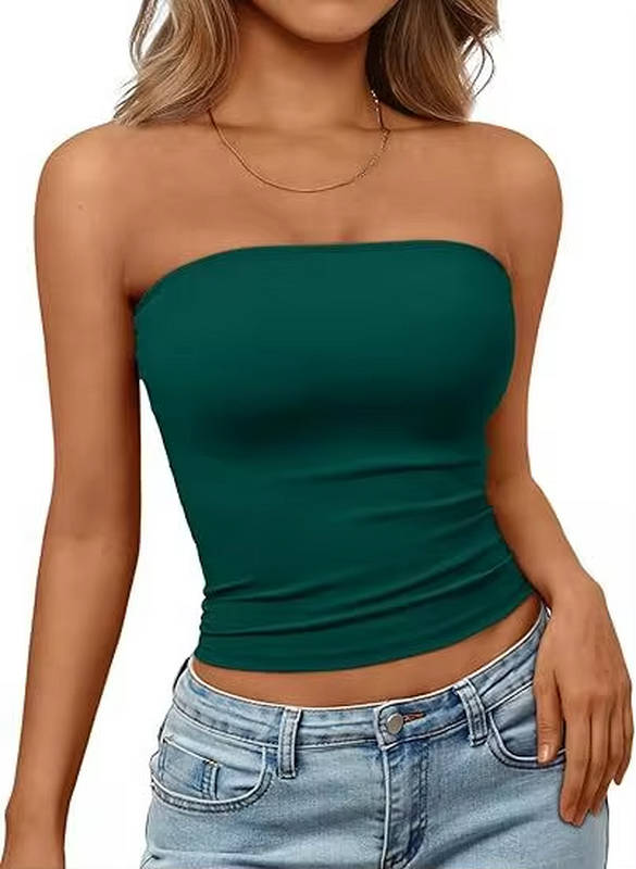 Women's comfortable seamless tube top, stretch fit bandeau for effortless summer fashion.