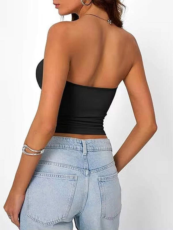 Strapless tube top for women, seamless & stretch, perfect for casual summer fashion.