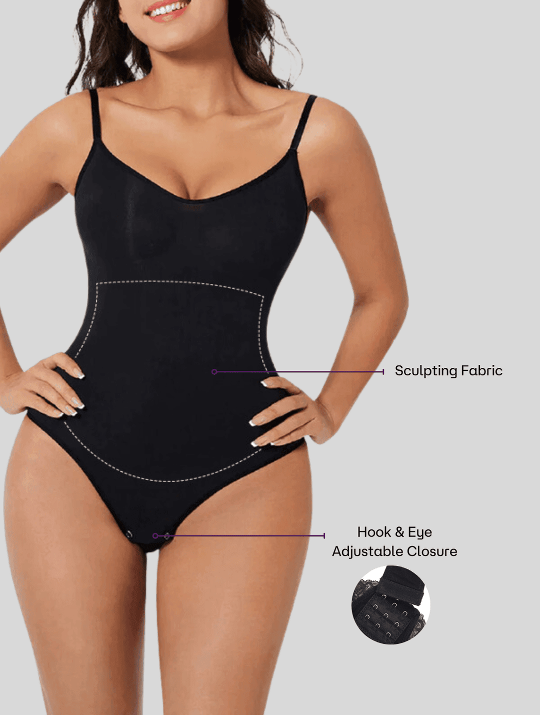 High-waist shapewear bodysuit for women, providing powerful tummy control and a slimming effect.