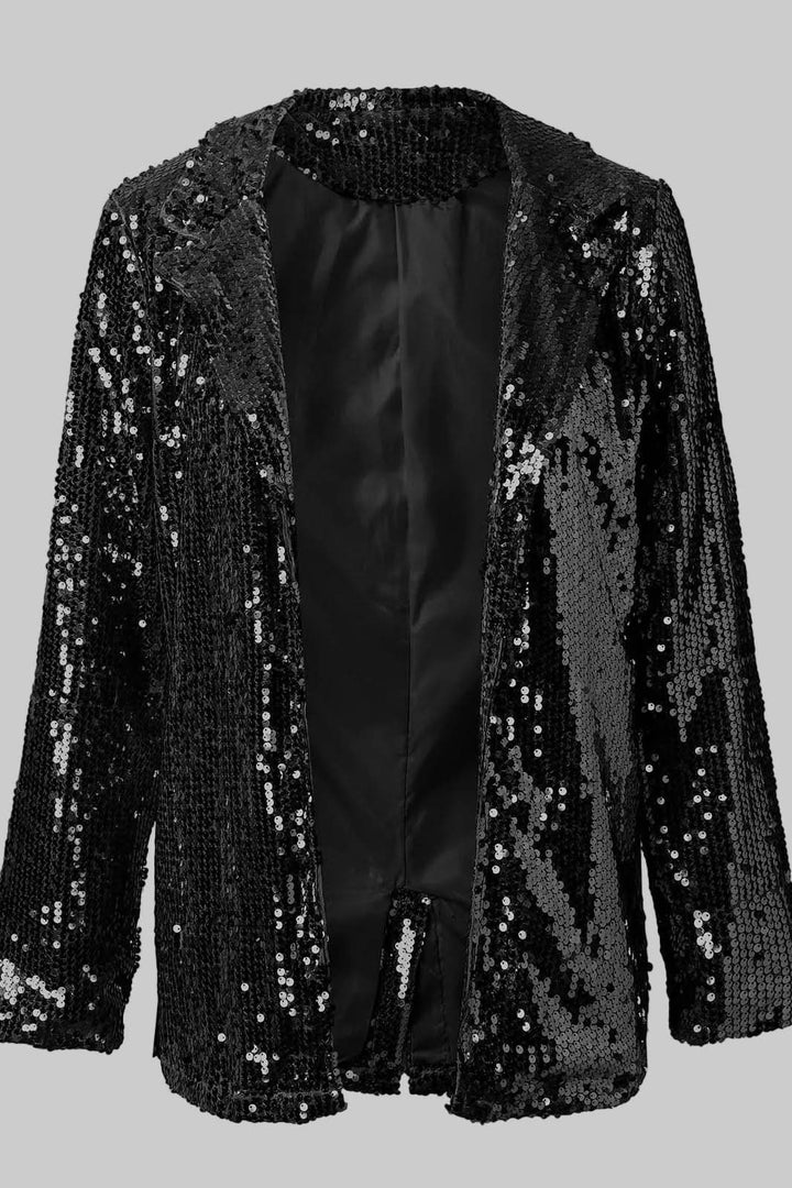 Stunning women's sequin blazer jacket, adds shimmer to any formal or party outfit.
