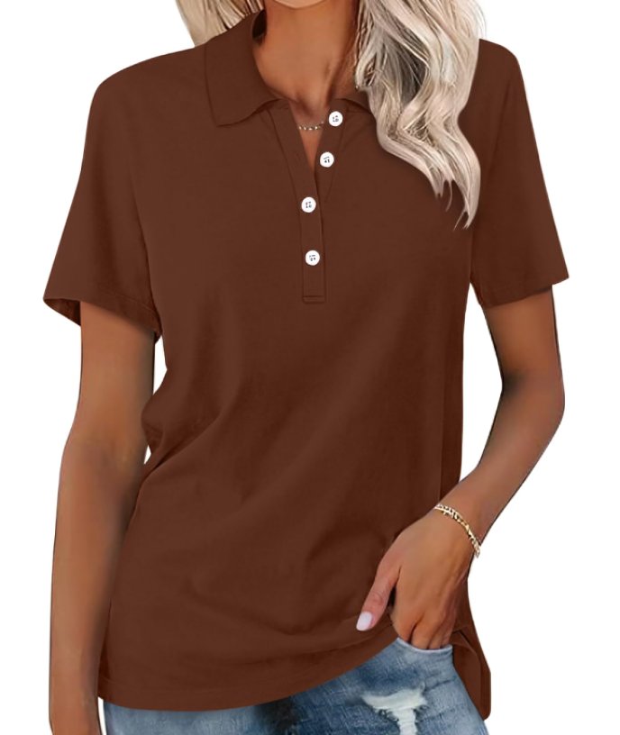 Women's classic short sleeve polo, essential for a comfortable & stylish wardrobe. Effortless.