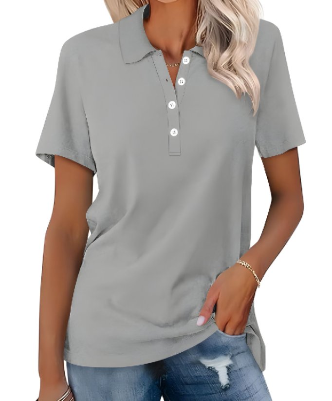 Versatile women's short sleeve polo shirt, essential for spring fashion & ultimate comfort.