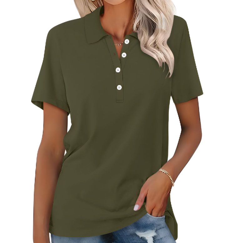 Stylish women's polo, short sleeve, classic design for effortless comfort & everyday elegance.