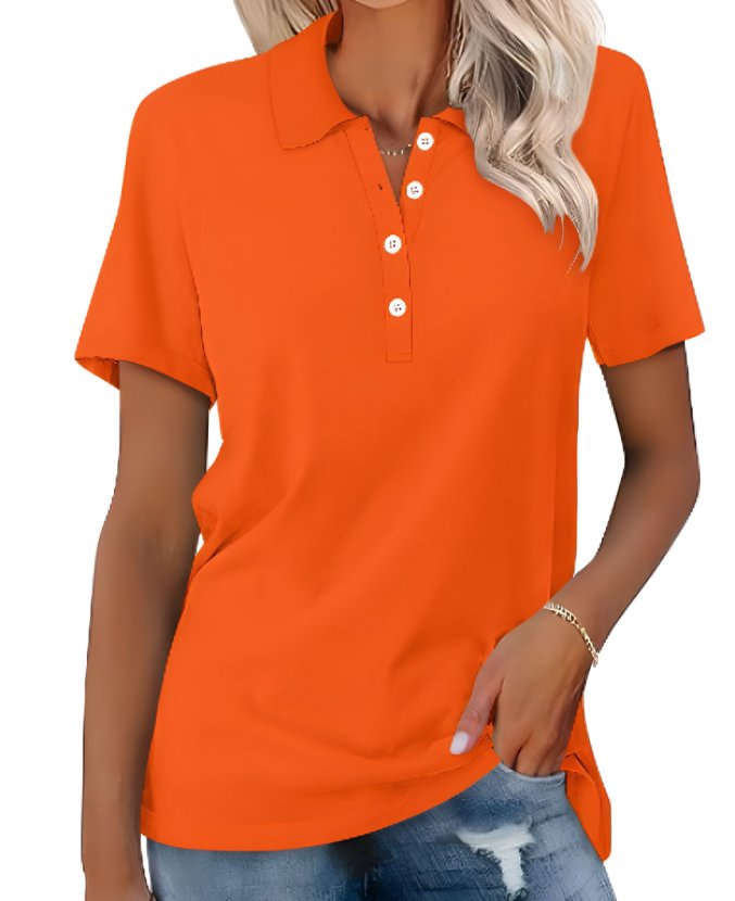 Everyday women's short sleeve polo, comfortable, fashionable, and easy to wear.