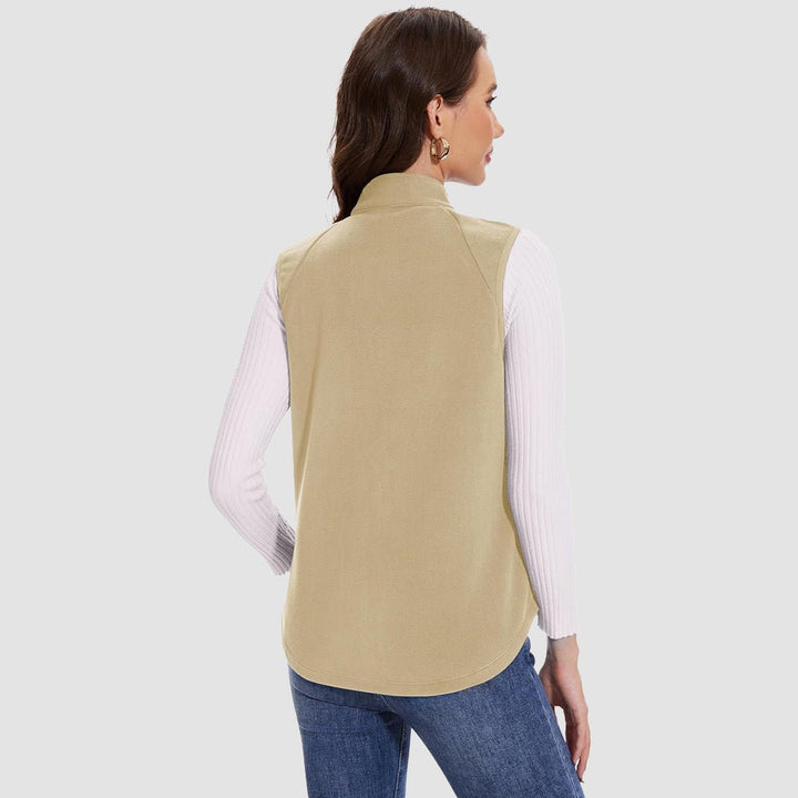 Women's fleece vest with a stylish design, ideal for fall layering