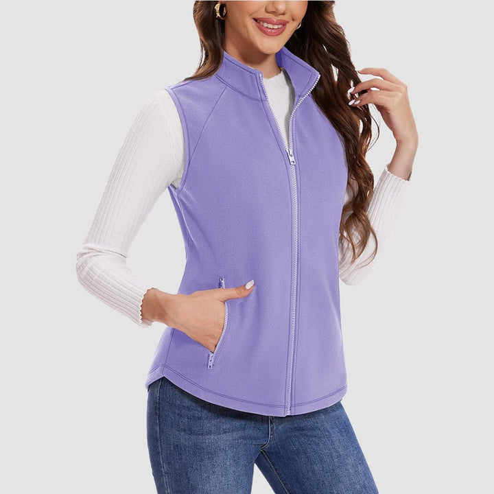 Warm women's fleece vest, perfect for layering in cooler weather
