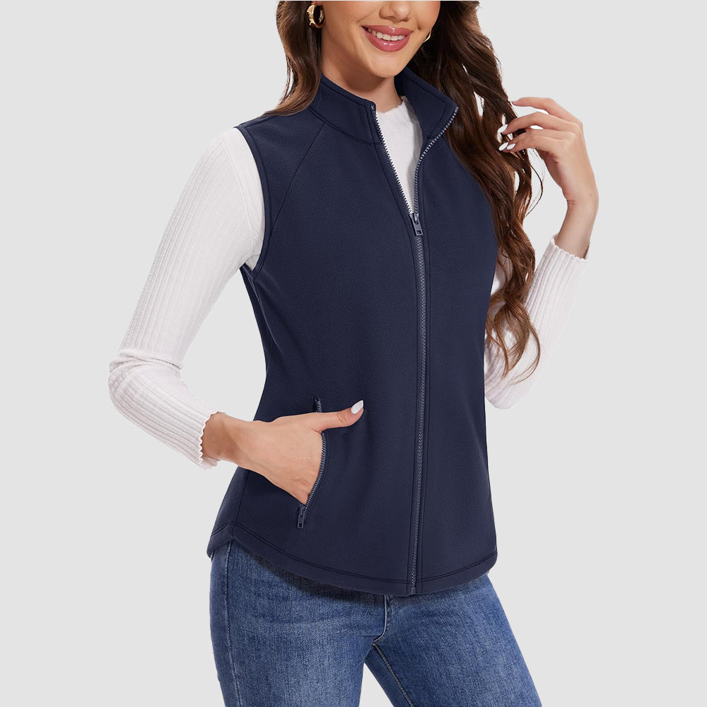 Soft women's Siena fleece vest, a comfortable outerwear staple