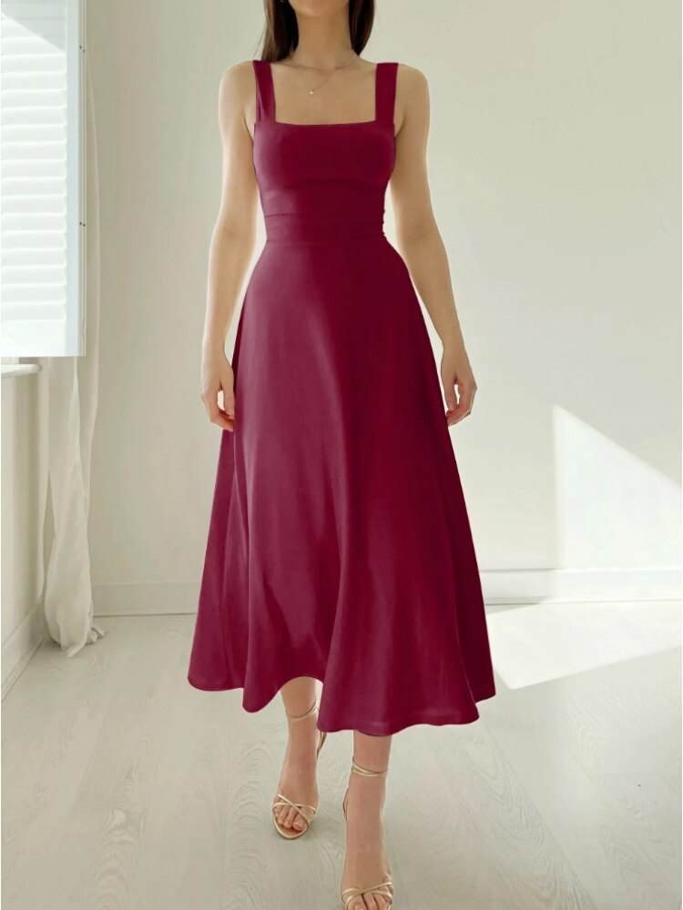Effortless style with this women's A-line midi dress. A chic sleeveless design, perfect for any occasion.