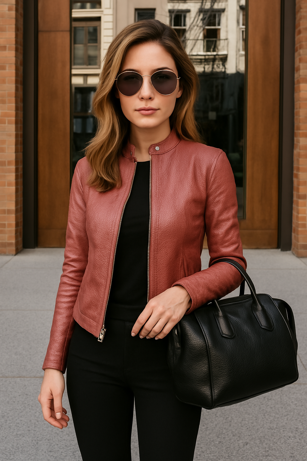 Smart casual women's slim fit jacket, zip-up, long sleeve, mandarin collar, stylish for any occasion.