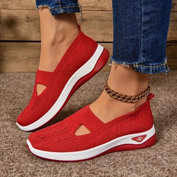 Athletic leisure women's slip-on sneakers with superior arch support and a lightweight fit.
