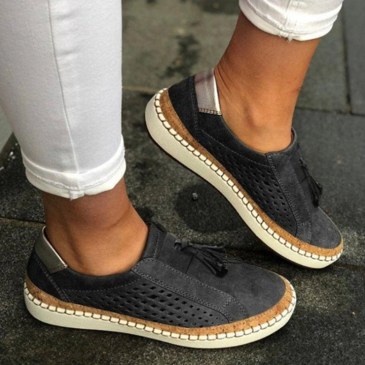 Women's casual slip-on shoes featuring orthopedic arch support & breathable comfort for all-day walking. Great for spring.