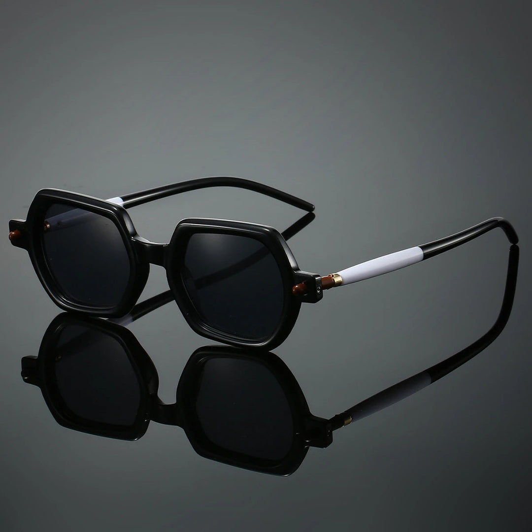 Close-up of women's trendy square frame UV protective sunglasses, perfect summer accessory