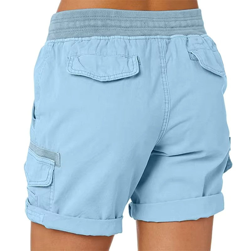 Chloe women's stylish summer beach shorts, low waist, skinny fit. Perfect trendy beachwear & vacation outfit.