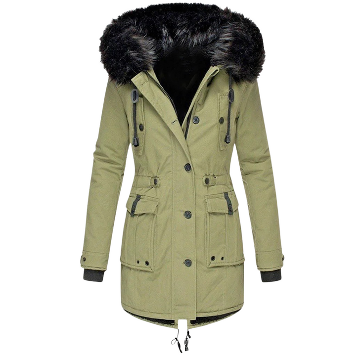 Women's stylish hooded winter coat for ultimate cold weather warmth & comfort. Insulated fall-winter outerwear.