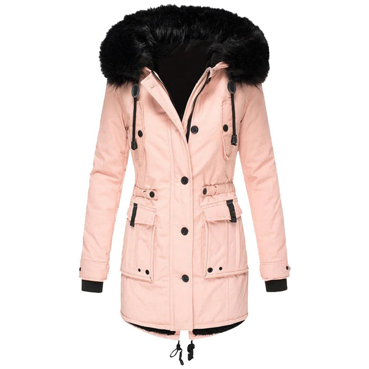 New women's insulated winter coat. Warm outerwear, ideal for fall/winter, with a stylish hood for cold weather.