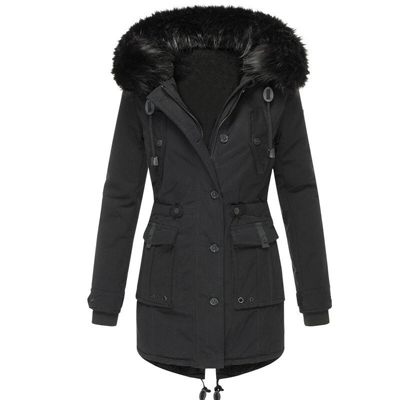 Modern women's hooded winter coat. Insulated & stylish, designed for ultimate warmth in fall/winter cold weather.