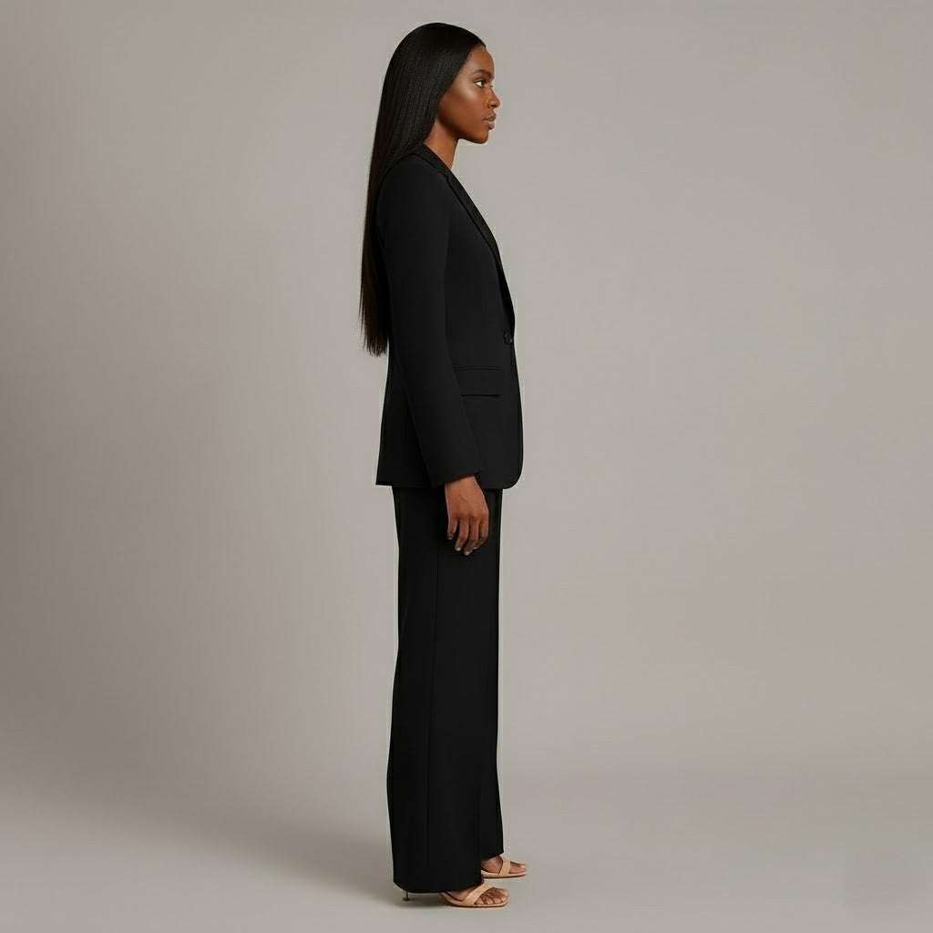 Professional women's coordinated pant suit for office, formal events & business meetings.