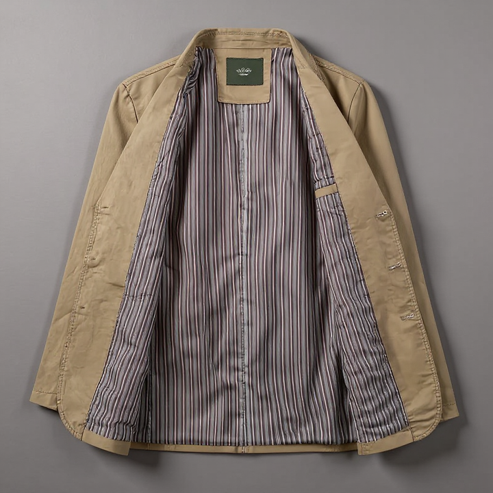 Close-up of a women's tailored blazer showing fabric detail, a key element for elegant style