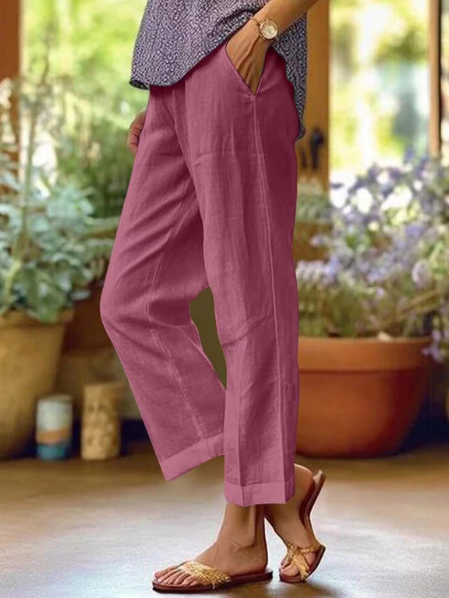 Effortless women's tapered cropped cuffed pants, great for smart casual occasions or everyday comfort.