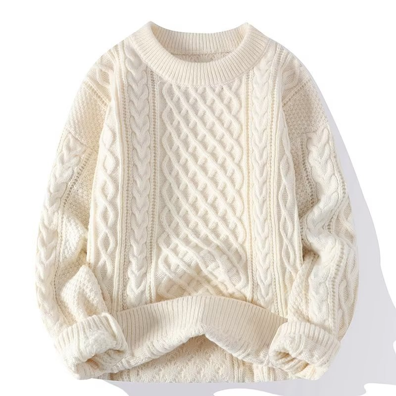 Women's textured knit crewneck sweater in light blue, perfect for spring casual wear & everyday style