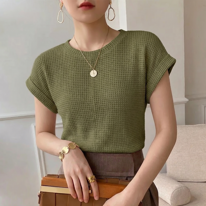 Women's textured twist front long sleeve top, a versatile and elegant casual blouse for daily style.