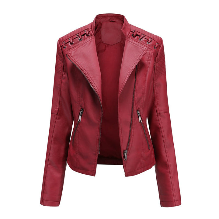 Women's fashion faux leather jacket, a versatile zipper-front outerwear piece for a modern, edgy style