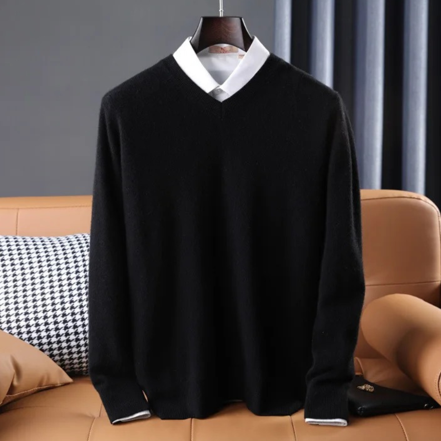 Soft knit cashmere blend v-neck sweater, women's apparel for elegant winter fashion.