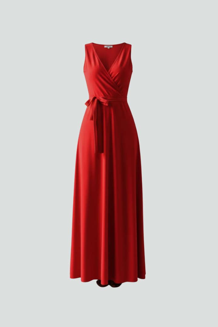 Women's V-neck sleeveless long dress in a stylish, flowy design. Perfect for effortless summer fashion.