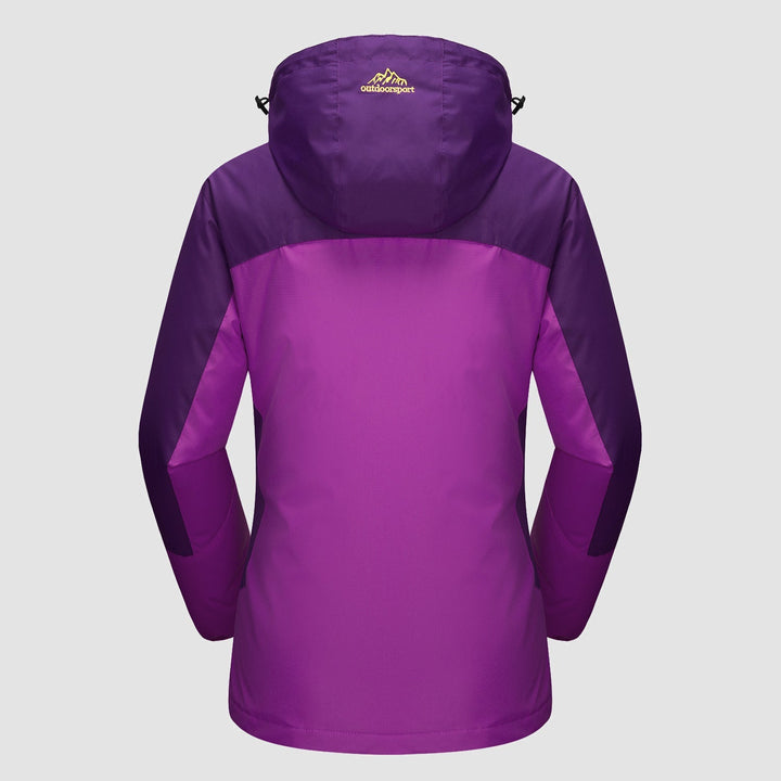 Close-up of the hood drawstrings on the Verona 3-in-1 waterproof jacket, adjustable for snug fit.