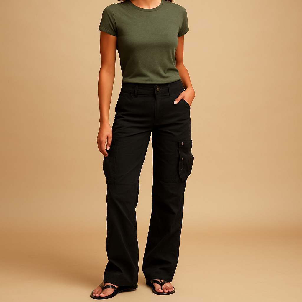 Women's versatile straight-leg cargo pants with multiple utility pockets for modern casual everyday style.