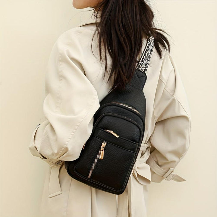 Women's versatile vintage leather crossbody chest bag, showcasing side profile and detail.