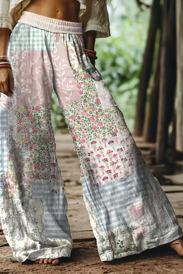 Comfortable women's floral cropped pants, relaxed fit for everyday wear.