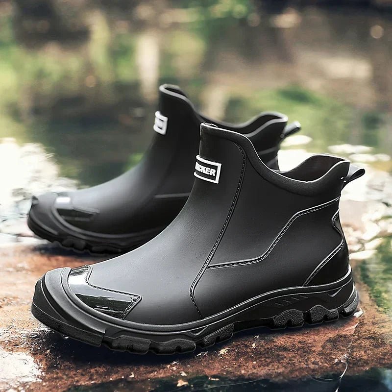 Women's waterproof slip-on Chelsea rain boots, perfect for wet weather, mud, and comfortable outdoor walking.