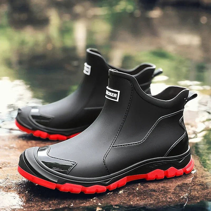 Durable women's waterproof Chelsea boots, comfortable slip-on ankle rain boots for all-season weather protection.