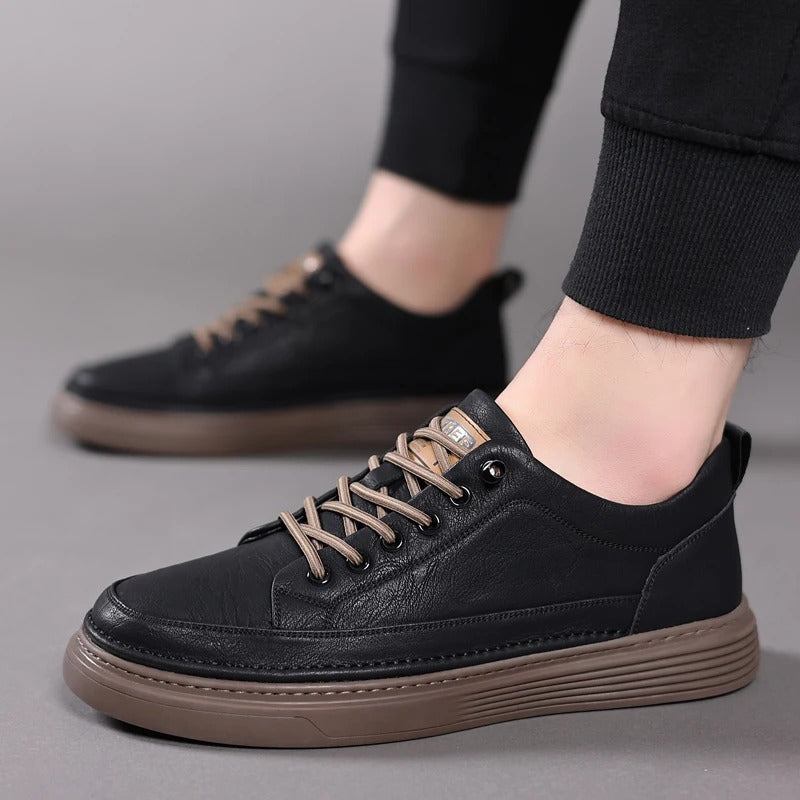 Women's white leather casual sneakers, lace-up, for everyday comfort and style