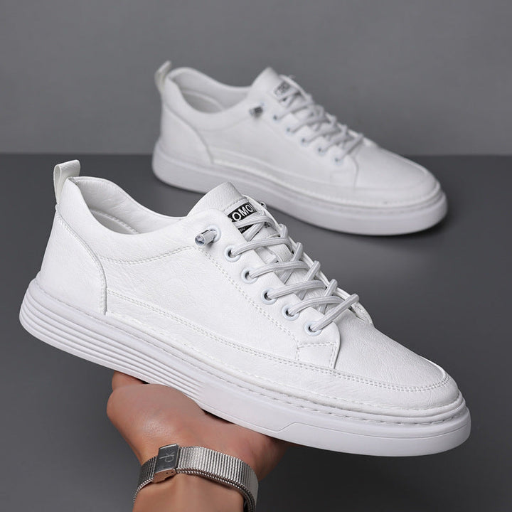 Women's classic white leather sneakers, a timeless choice for casual footwear