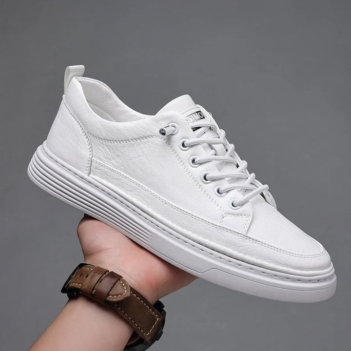 Women's comfortable leather walking shoes available in a versatile grey color