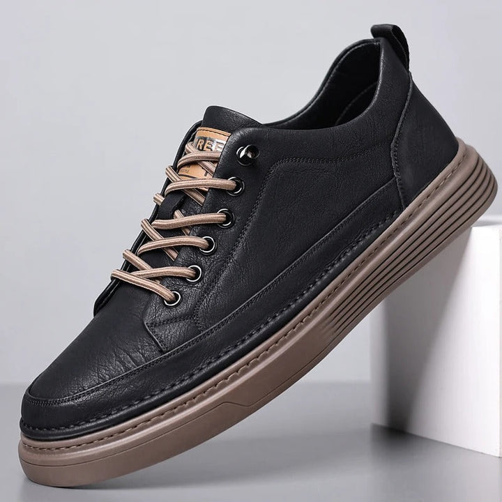 Comfortable women's leather casual sneakers in tan, ideal for everyday footwear