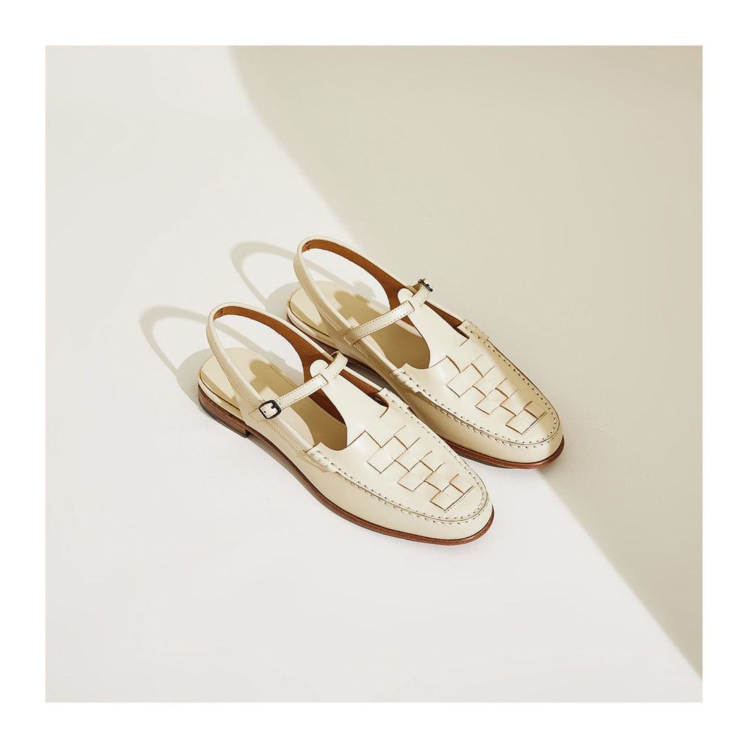 Women's fashion sandals: handcrafted woven leather slingbacks for a stylish look.