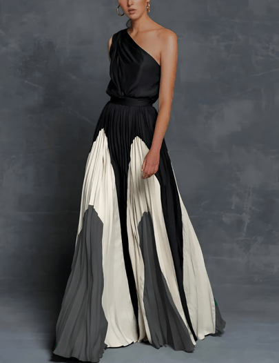 Women's Asymmetrical Maxi Dress - Elegant One - Shoulder - Lexians