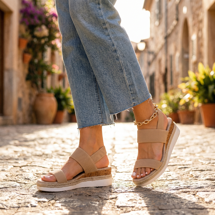 Black women's orthopedic wedge sandals, a stylish & comfortable choice for summer casual walking.