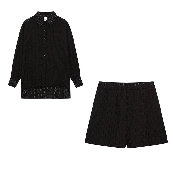 Women's cotton summer set, featuring lightweight, breathable fabric with tonal stripes, ideal for casual summer outings.