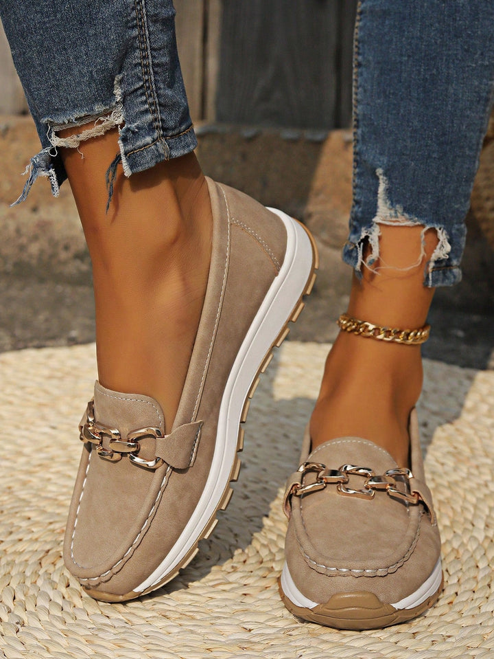 Women's Flat Buckle Loafers with Slip - Resistant Sole - Lexians