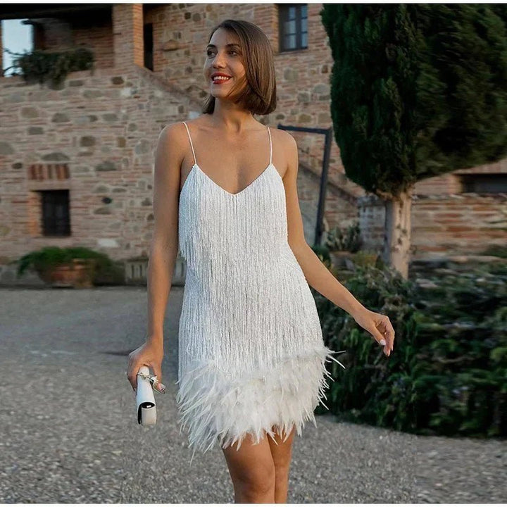 Women's Glamorous Sequin Cocktail Dress with Spaghetti Straps - Lexians