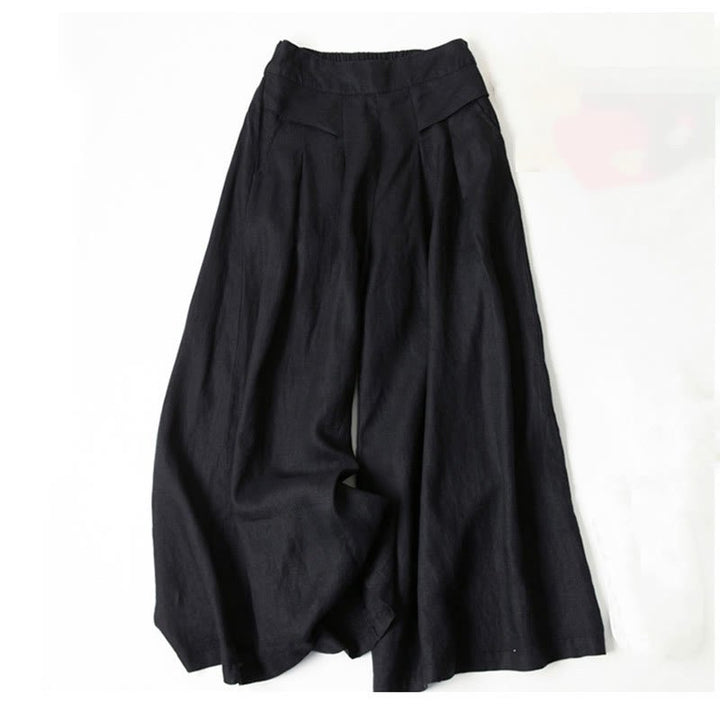 Women's High Waist Wide Leg Cotton Linen Pants with Pockets - Lexians