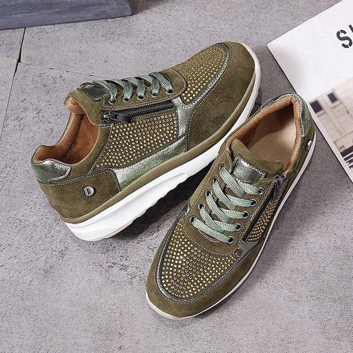 "Women's orthopedic walking shoes with bunion support, featuring a wide toe box and breathable mesh design, stylish and comfy